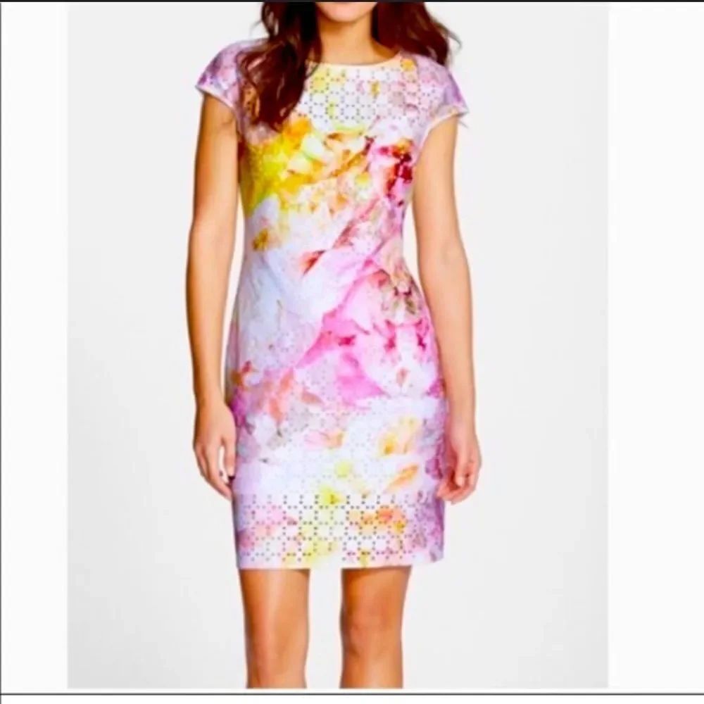 BRAND NEW JULIA JORDAN LASER-CUT PRINTED SLEEVELESS DRESS